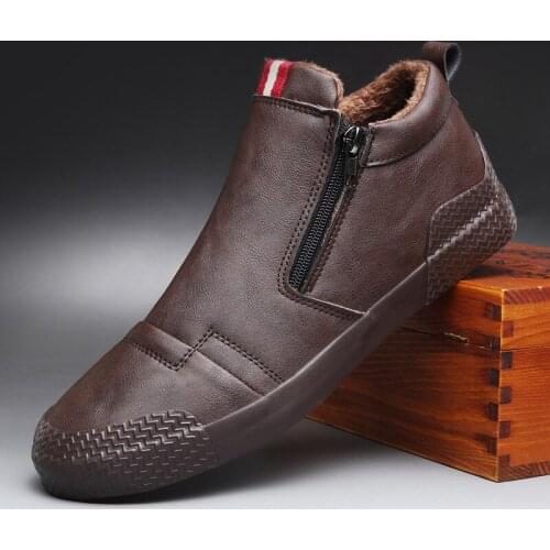 Fashion high top Mens Casual Shoes Winter Outdoor Waterproof Warm fur Sneakers Male snow winter sneaker slip on shoes A31-19