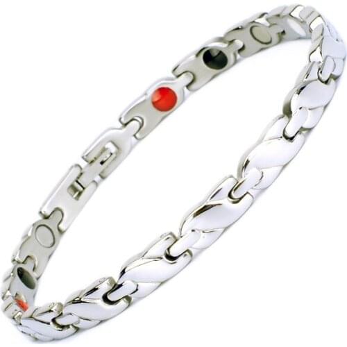 Fashion Health Magnetic Bracelet For Women Stainless Steel Magnet Germanium Care Bracelet Hand Chain Female Jewelry