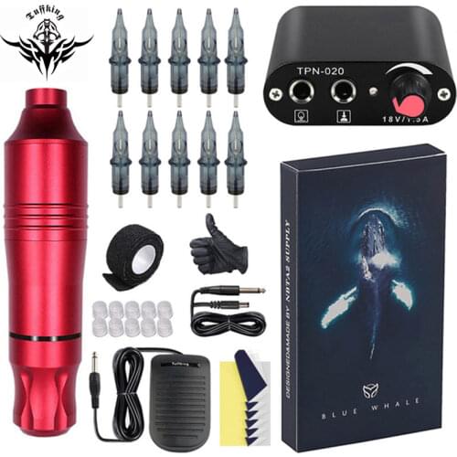 Complete Tattoo Machine Kits Tattoo Power Supply Rotary Pen With Cartridge Needles Permanent Makeup Machine For Tattoo Body Art