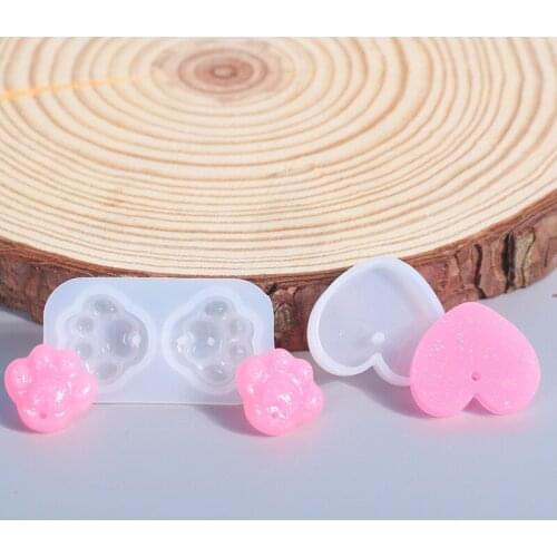 NOT AS LONG diy glue mold 2 pink cute style cat claw love pendant silicone mold jewelry handmade mirror hot sale