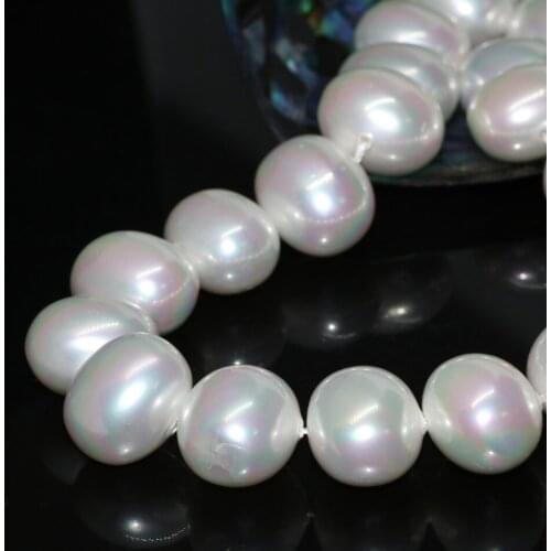 New arrival fashion 16*19mm white natural pearl shell approx round irregular beads women elegant jewelry making 15inch B2275