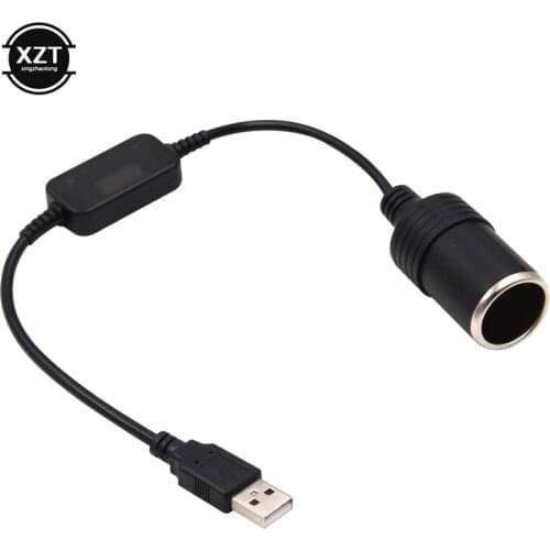Converter Adapter Wired Controller USB Port to 12V Car Cigarette Lighter Socket Female Power Cord for Xiaomi Power Bank DVR