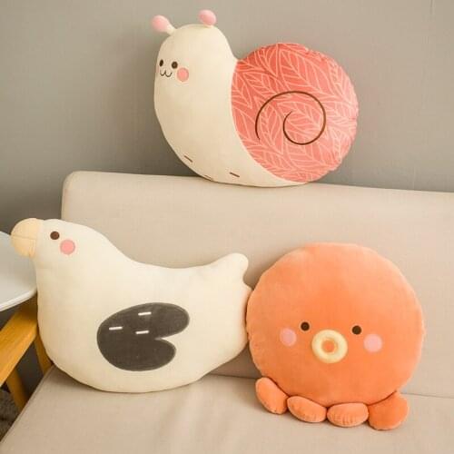 40CM Super Soft Animals Dolls Plush Snail Bird Cat Octopus Plushie Toys Bed Sofa Cushion For Kids Birthday Gifts