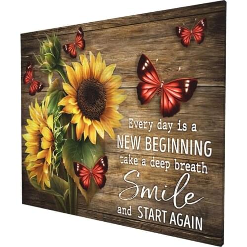 Sunflower Wall Art Butterflies Motivation Quotes WoodenPaintings Poster Canvas Framed Wall Art For Livingroom Bedroom Home Decor