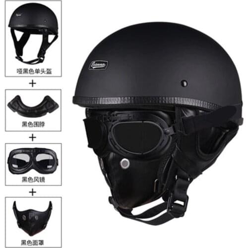 New Motorcycle Half Face Helmet Matte Black Casco Casque Vintage Dot Approved M L XL XXL