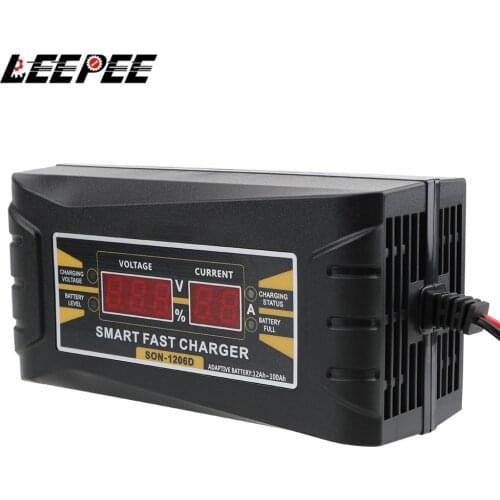 Smart Fast Power Charging Full Automatic Car Battery Charger LCD Display US EU Plug Lead Acid Battery-chargers 150V-250V 12V 6A