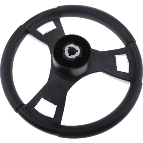 Universal 350mm 13.7-inch Aluminum Alloy Yacht Marine Pontoon Boat Steering Wheel 3 Spoke 3/4-inch Shaft - Polished Spokes