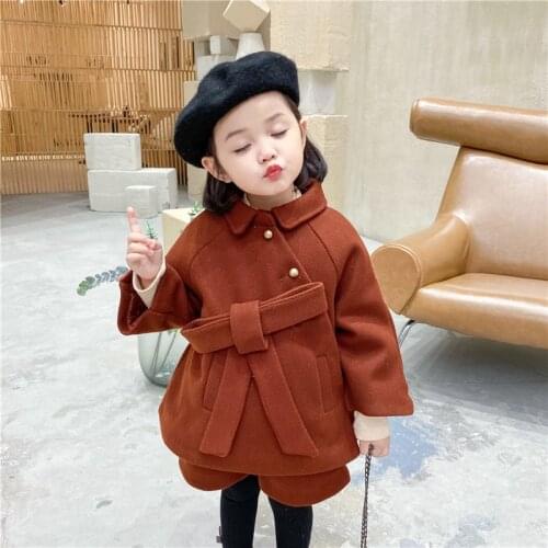 High Quality Baby Bow Coat +Pant Winter Spring Warm Girls Thicken Outerwear Long Sleeve Cotton Kids Teenagers Christmas Gift