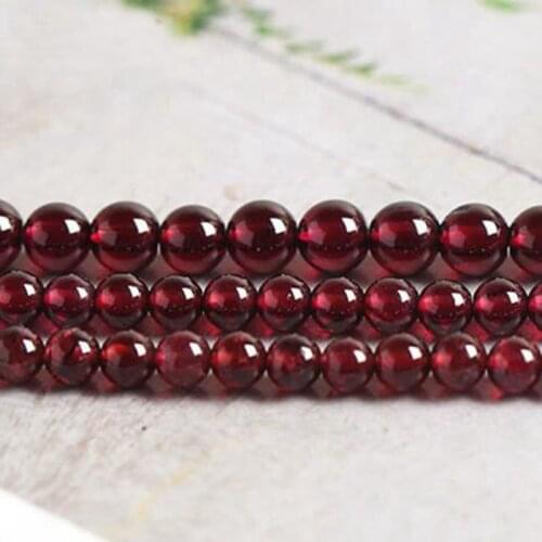 High Quality Natural Wine Red Garnet Stone 3/4/6/8/10/12/14mm Smooth Round Necklace Bracelet Jewelry Gem Loose Beads 38cm wk168