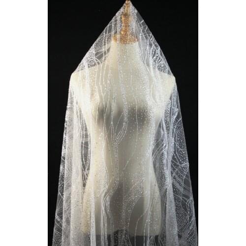 1Y/lot Silver Bronzed Mesh Glitter Sewing Sequin Fabric For Wedding Decoration DIY Craft Material