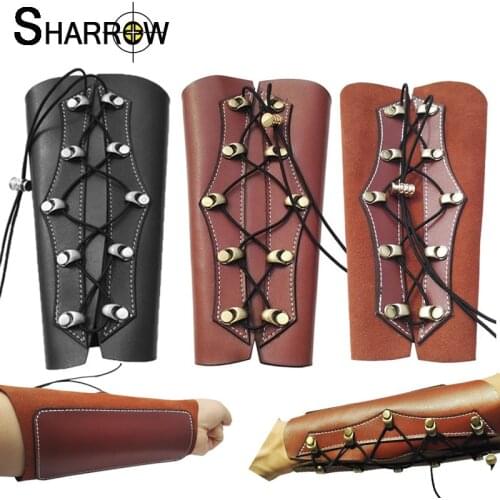 1pc Unisex Archery Arm Guard Hunting Traditional PU Leather/Cowhide Arm Restraint Target Protector Shooting Hunting Accessory