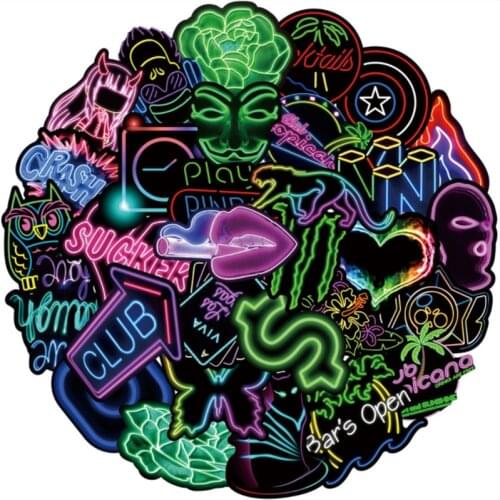 10/30/50PCS Neon Graffiti Stickers Suitcase Laptop Guitar Helmet Waterproof Decoration Toys Wholesale