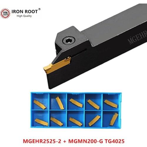 1P MGEHR2525-2 / MGEHL2525-2 Grooving Tool Holder + 10P MGMN200 CNC Carbide Insert Metal Lathe Cutting Turning