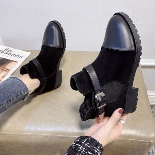 2021 Autumn Winter Womens Boots New Large Size Round Toe Thick Heel Short Boots Natural Volume Martin Boots Cowboy Boots