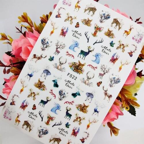 3D Nail Sticker Sliders Foil Self Adhesive Designs Mule Sika Deer Nail Art Decoraciones Manicure Accesorios Tips