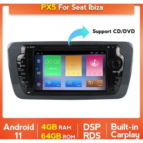4G+64G Android 11 DSP RDS Car Radio Multimedia For Seat Ibiza 6j 2009-2013 2 Din CD DVD Player GPS Navigation Wifi Carplay Auto