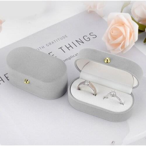 Velvet Trinket Box Ring Box Jewelry Organizer Double Rings BoxJewelry Box Wedding Gift Box Joyeros Organizador De Joyas
