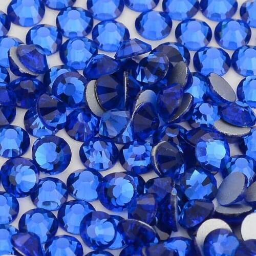 Jewelry Making Beads 1440pcs Shiny Sapphire Crystal 3D Non HotFix Silver FlatBack Nail Art Crystal Decoration Jewelry Ornament