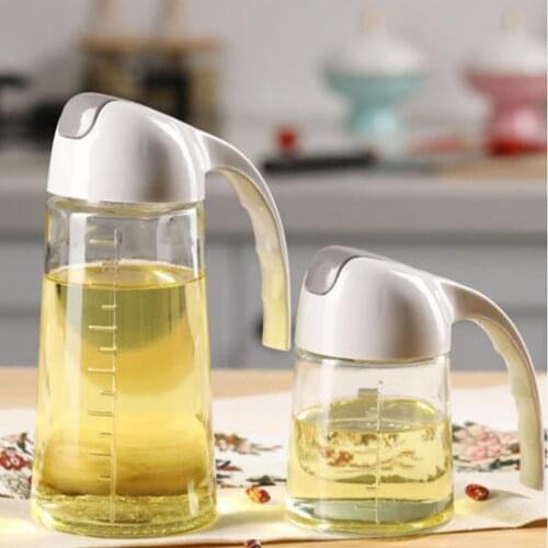 300ml/600ml Oil Bottle Transparent Multifunctional Food-grade Materials Automatic Oil Vinegar Glass Storage Bottle for Kitchen