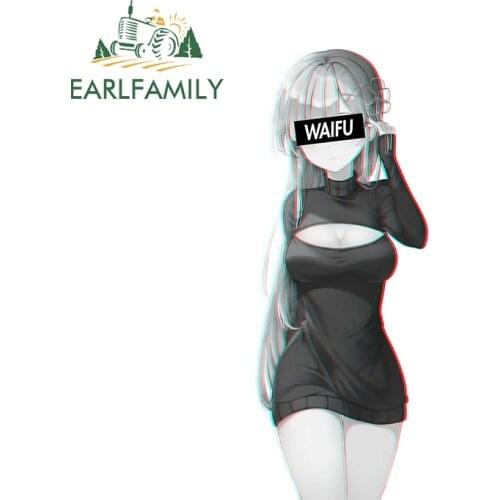 EARLFAMILY 13cm x 5.4cm for Re Zero Rem Waifu Anime Car Accessoires Stickers Auto Car Refrigerators Decal Funny Decoration