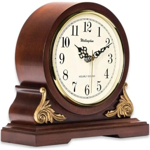 Europe Solid wood retro clock Tell the time Quartz clocks and watches battery powered classy home decor office Table clock