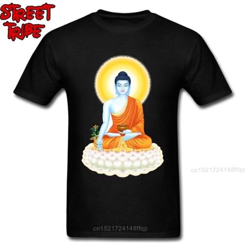 High Quality T-shirt Mens T Shirts Gautama Buddha Buddhism Buddhahood Buddhist TShirt Cotton Short Sleeve Crewneck Clothing
