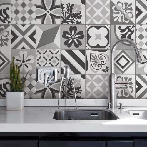 K-PS00212 (24 pieces) tile size 20x20 cm - Made in Italy-PVC for bathroom and kitchen