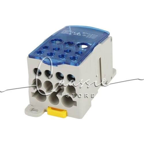 Din Rail Terminal Block One in Six Out Power Distribution Block Universal Electric Wire Connector Junction Box UKK125A