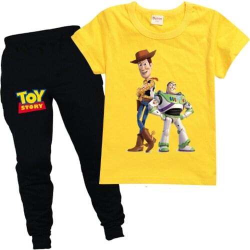 Disney Toys Story Clothing Set Summer Cotton Casual T-Shirt + Cool Pants Children Suit Boy Girls Outdoor Sportswear Homewear