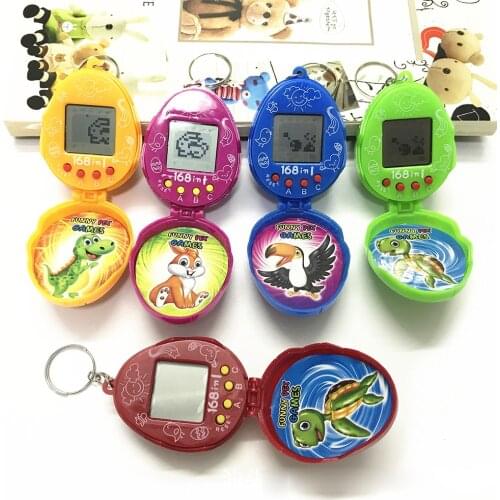 Creative Dinosaur Egg Shaped Electronic Pet Game Tamagotchi Toy 168 Pets In 1 Virtual Pet Electronic Toys Mini Handheld Game