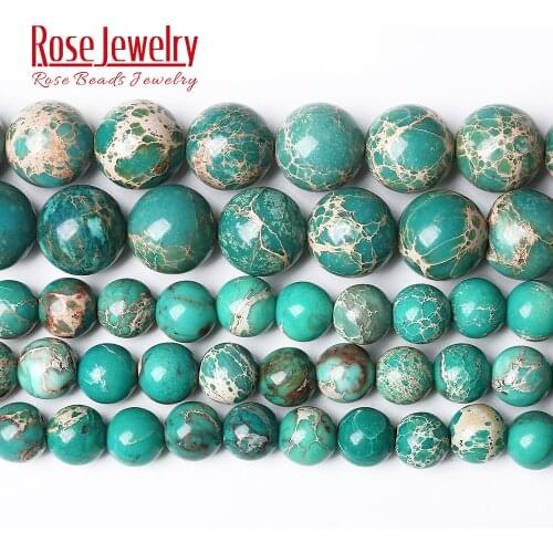 Green Sea Sediment Turquoises Imperial Jaspers Round Beads 15" Strand 4 6 8 10 MM Pick Size For Jewelry Making
