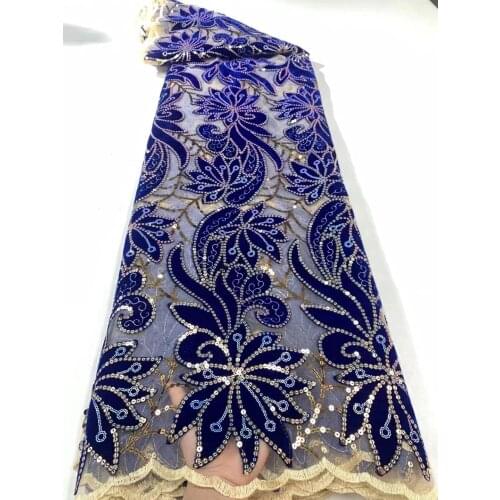New Design Nigerian Lace Sequins Fabric African Lace Fabrics High Quality Velvet Elegant French Net Lace Fabric For Wedding Sew