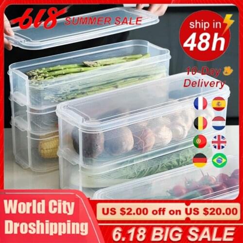 Kitchen Refrigerator Food Bins Storage Box With Lid Transparent Fresh-keeping Container Fridge Cabinet Freezer Organizer Tools