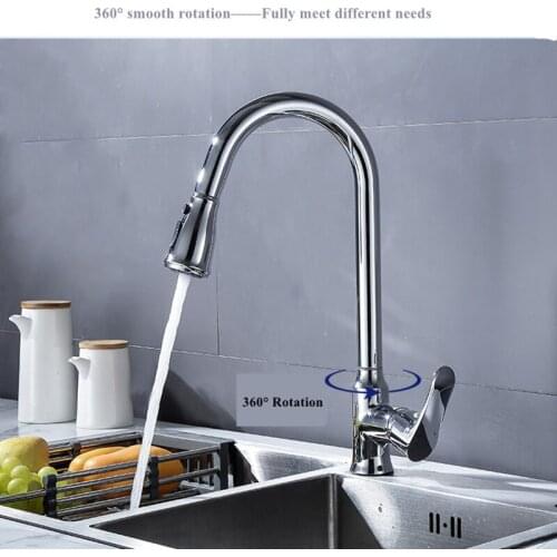 Kitchen Accessories Single Handle Stainless Steel Black Kitchen Water Faucet with Pull Down Sprayer for Sink Deck Mounted Mixer