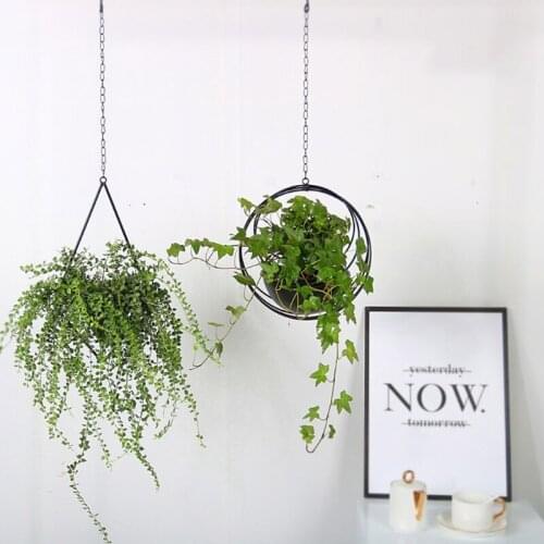 Nordic Style Rhombus Metal Plant Hanger Basket Ceiling Flower Pot Holder Decor E7CB
