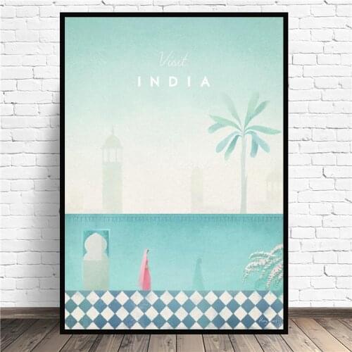 India Minimalist Travel Canvas Wall Art Print Modern Poster painting Wall Art Print Modern Poster Wall Picture Living Room Decor