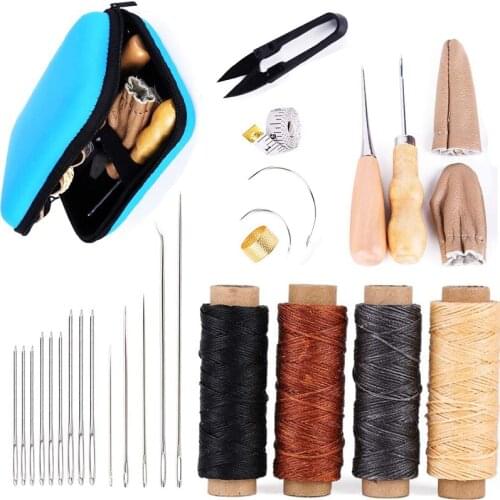 MIUSIE Leather Sewing Kit, Leather Working Tools and Supplies, Leather Working Kit with Large-Eye Stitching Needles