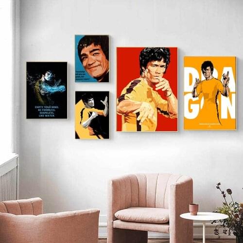 Classic Kung Fu Star Bruce Lee Enter The Dragon Classic Movie Painting Home Decor Modular Poster Bedroom Kids Decorative