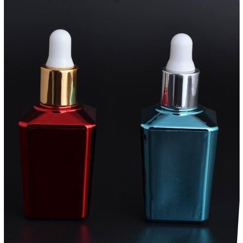 MUB - 15ml UV Glass Refillable Dropper Bottle for Essential Oil Portable Travel Parfum Bottles Square Empty Cosmetic Container