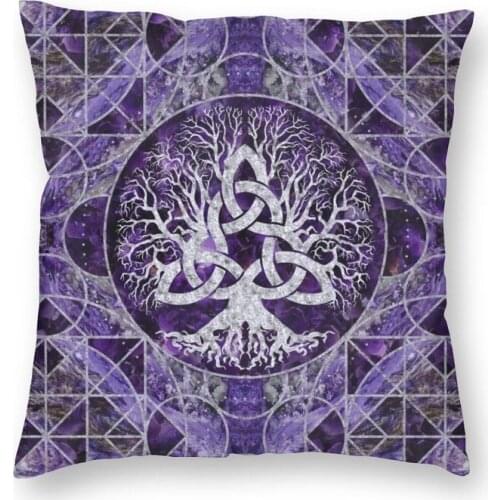 Tree Of Life With Triquetra Cushion Covers Sofa Living Room Viking Norse Yggdrasil Square Throw Pillow Cover 45x45