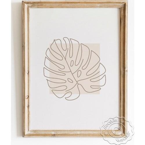 Monstera Deliciosa Neutral Poster, Tropical Plant Art Prints, Scandinavian Style Botanical Wall Picture, Modern Home Decoration