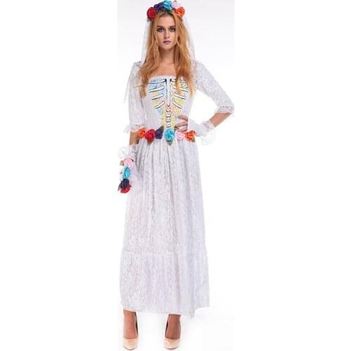 Horrible Ghost bride Costume Halloween Adult Cosplay Dress Fancy Dress For Party 89118