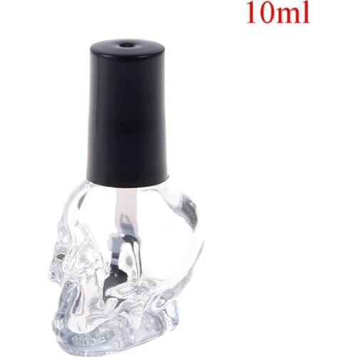 10ml Empty Nail Polish Bottle Clear Glass With Brush Refillable Steamed Head