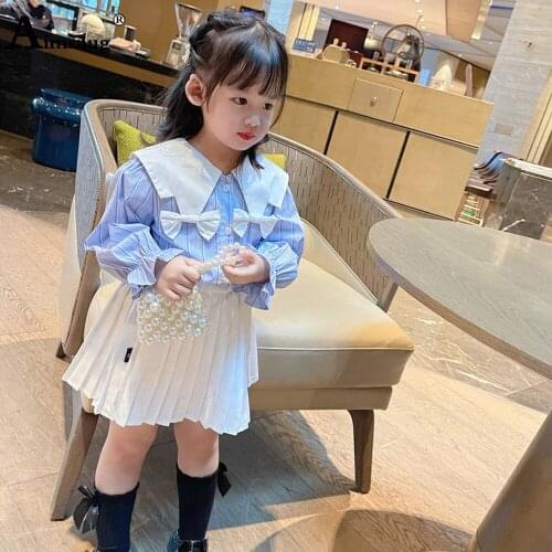 Baby Girls Petal Sleeve Princess Shirt Kids Clothes Children Ruffles Blouse Autumn Pleated Shirt blusas 2021 Single Breasted Top