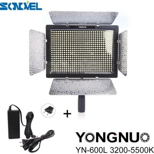 YN600L LED Video Light Panel with Adjustable Color Temperature 3200K-5500K photographic studio lighting+AC Power Adapter