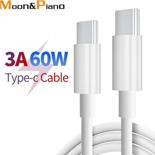 Type-c Cables Male to Male Interface 3A 60W PD Fast Charging 480Mbps Transmission Mobile Phone Cord Type C Charger Data Cable