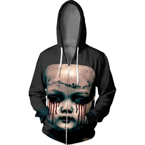 3d Blood Splash Zipper Hoodies sweatshirts men women Hip Hop Cosplay Horror Halloween 3D Zipper College free shipping 2020