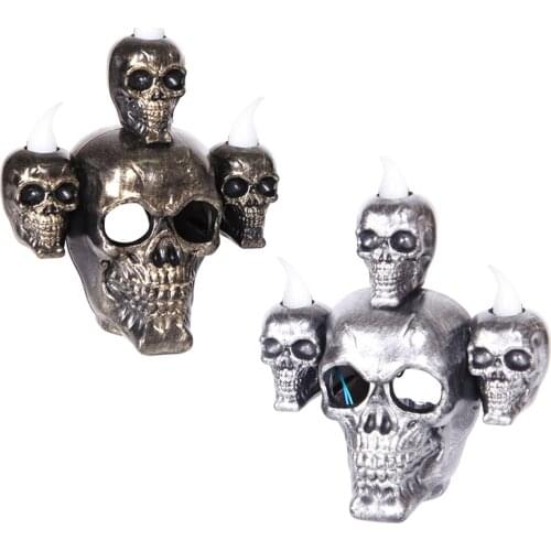 Horror Halloween Skull Statue, Incense Burner, 3 Small Skulls on a Big Skull, Party Decor Festival Supply Photo Props