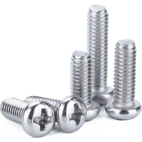 M1.6 M2 M2.5 M3 Cross Recessed Pan Head Screws 316 Stainless Steel Round Head Screw Machine Screw