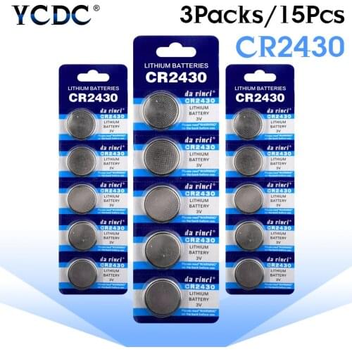 YCDC 15x 3V Lithium Button Coin Cell Battery CR2430 ECR2430 KL2430 KCR2430 BR2430 for Watch Remote Disposable Batteries